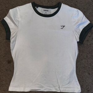 Gymshark Green and White Crew Neck Tee